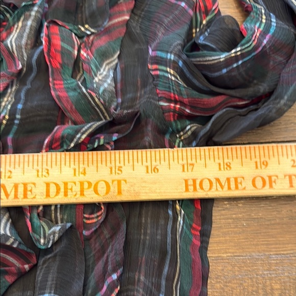 J. Crew Ruffle-front top in tartan crinkle cupro Size 0 - Picture 8 of 9